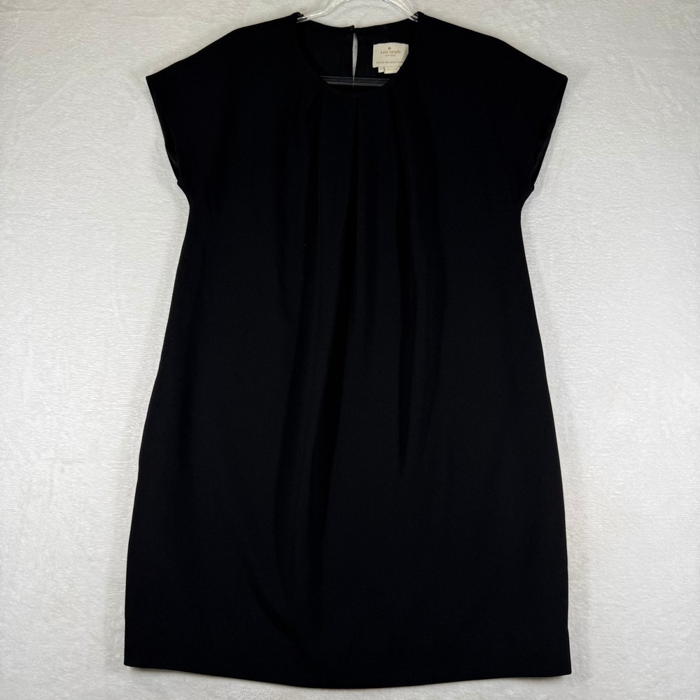 Kate Spade New York Black Cap Sleeve Pleated Shift Dress NJMU4369 Womens 8
